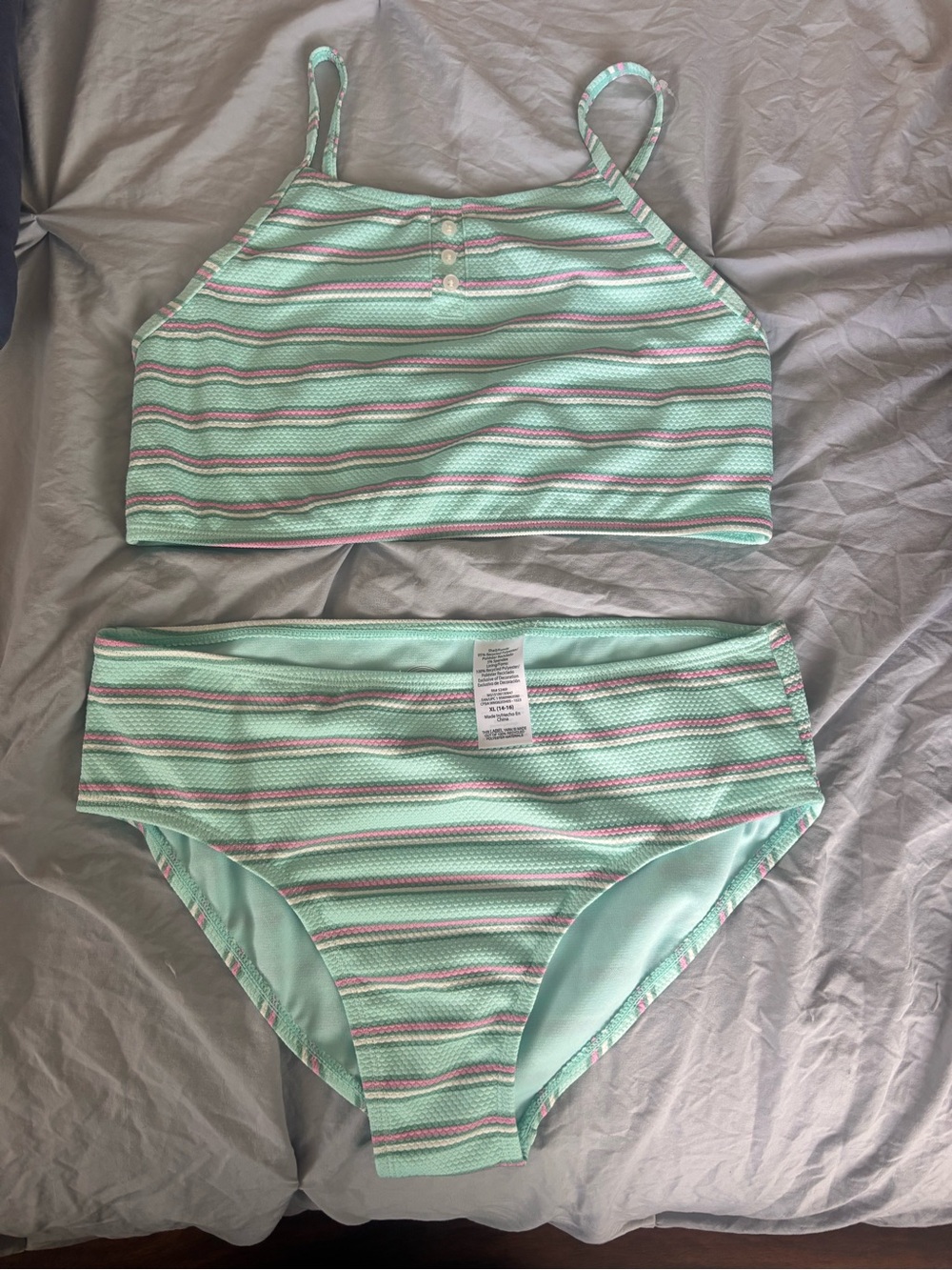 Mint & Pink Striped Swim suit